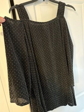 Plus size Black cold shoulder shirt with silver embellishments